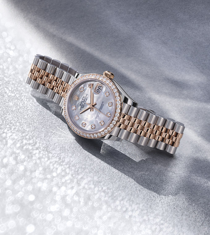  Datejust 31 Oyster, 31 mm, Oystersteel, Everose gold and diamonds